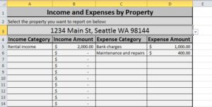 Details section of property report for Rental property P&L spreadsheet